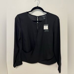 Club Monaco Black Long Sleeve Asymmetrical Blouse